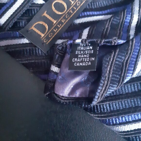 Dion Collection 100% Silk Repp Tie Blue/Black/White - Picture 11 of 13
